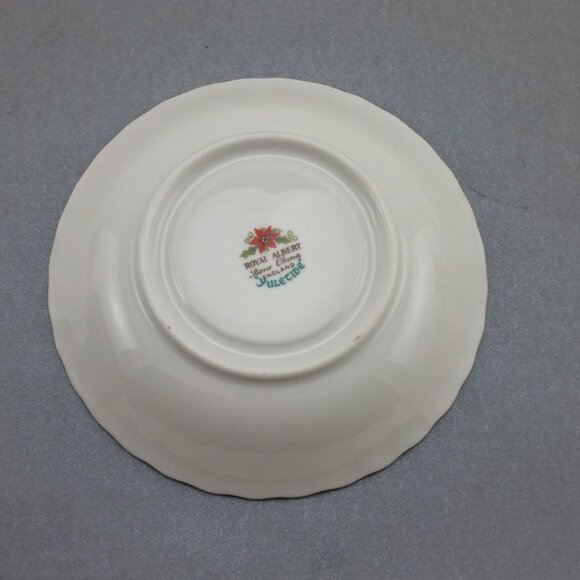 Vintage Christmas Yuletide Teacup Saucer Royal Albert Poinsettias Factory Second - Picture 9 of 10